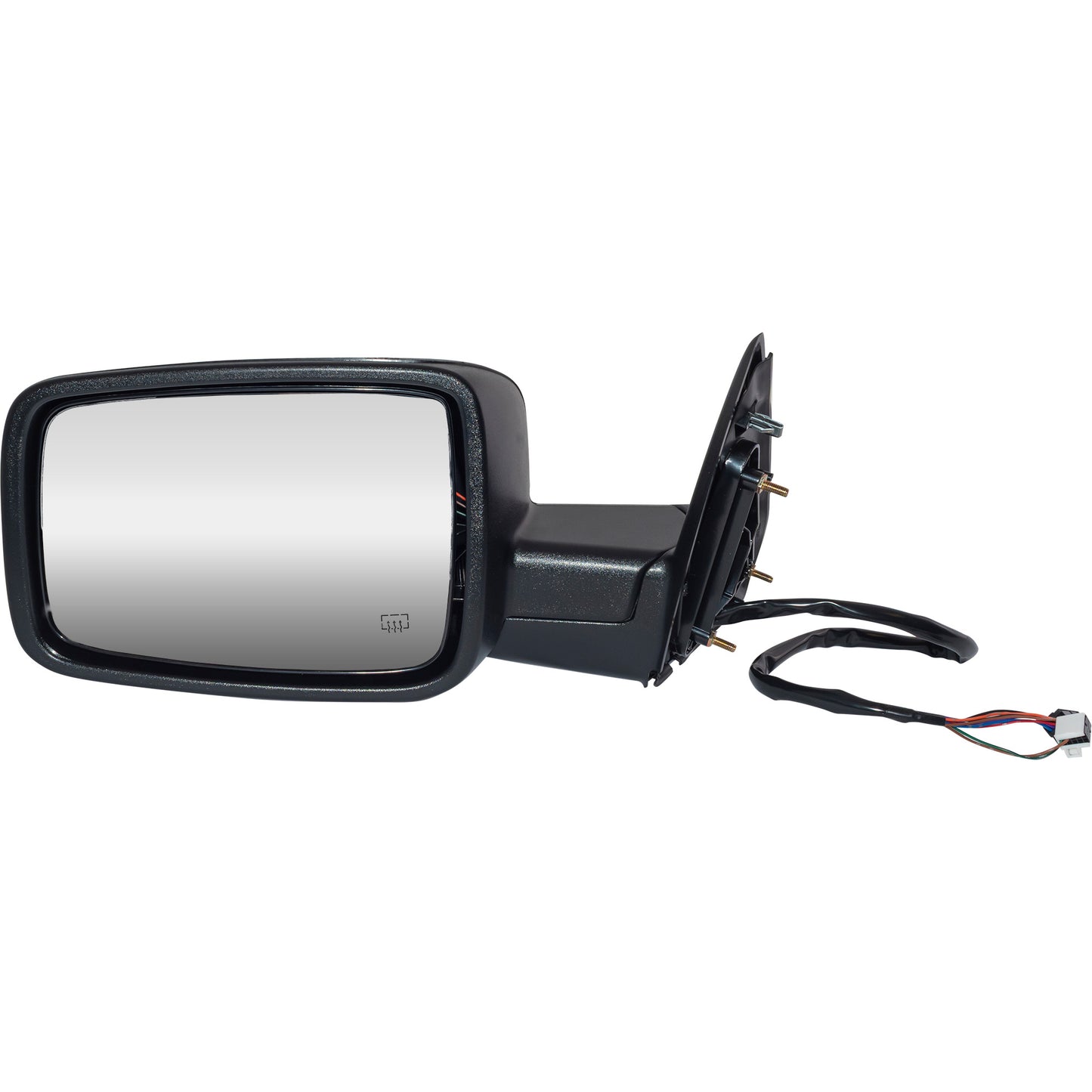 6 X 9 Power Door Mirror Textured Black With Heat-LED Turn Signal Light-Manual Folding Driver Left for 2009 Dodge RAM 1500 Without Towing Package