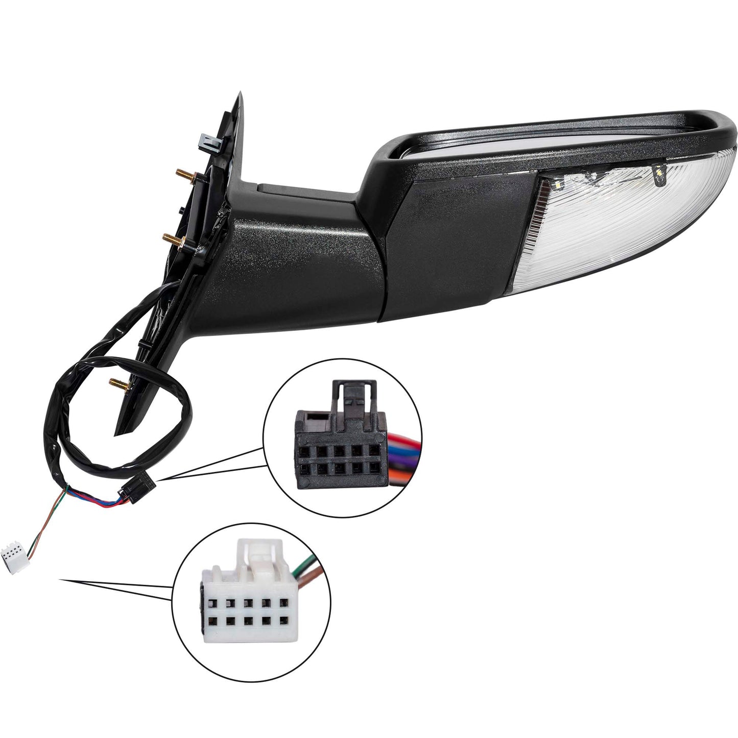 6 X 9 Power Door Mirror Textured Black With Heat-LED Turn Signal Light-Manual Folding Driver Left Passenger Right for 2009 Dodge RAM 1500 Without Towing Package