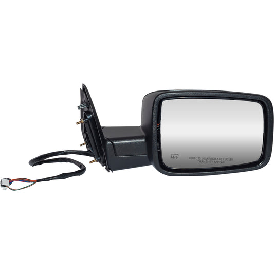 6 X 9 Power Door Mirror Textured Black With Heat-LED Turn Signal Light-Manual Folding Passenger Right for 2009 Dodge RAM 1500 Without Towing Package
