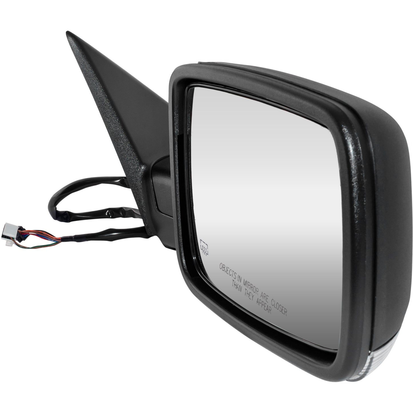 6 X 9 Power Door Mirror Textured Black With Heat-LED Turn Signal Light-Manual Folding Passenger Right for 2009 Dodge RAM 1500 Without Towing Package