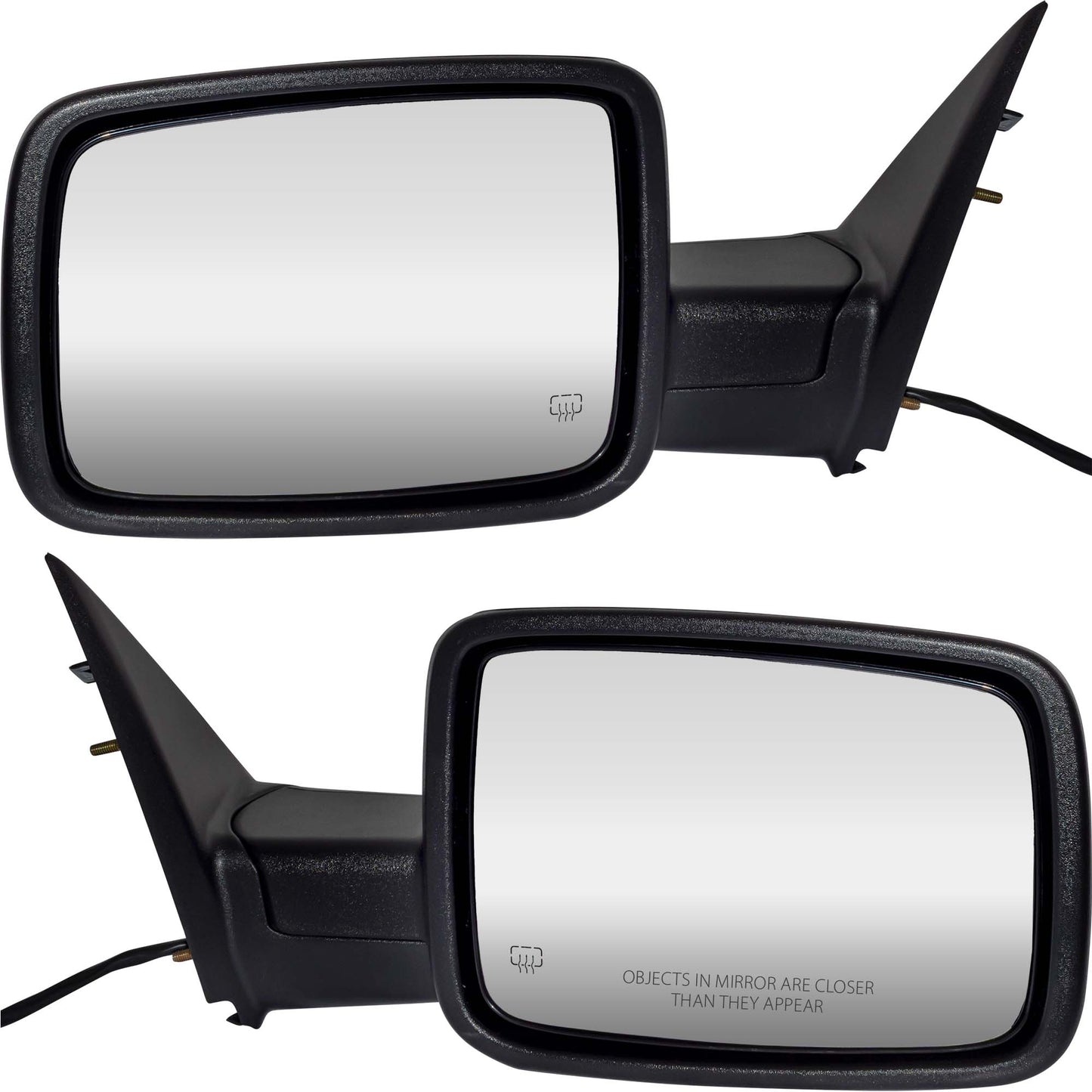 6 X 9 Power Door Mirror Textured Black With Heat-Manual Folding-Without Auto Dimming Driver Left Passenger Right for 2009-2010 Dodge RAM 1500/2500 2011-2012 RAM 1500/2500 Without Towing Package