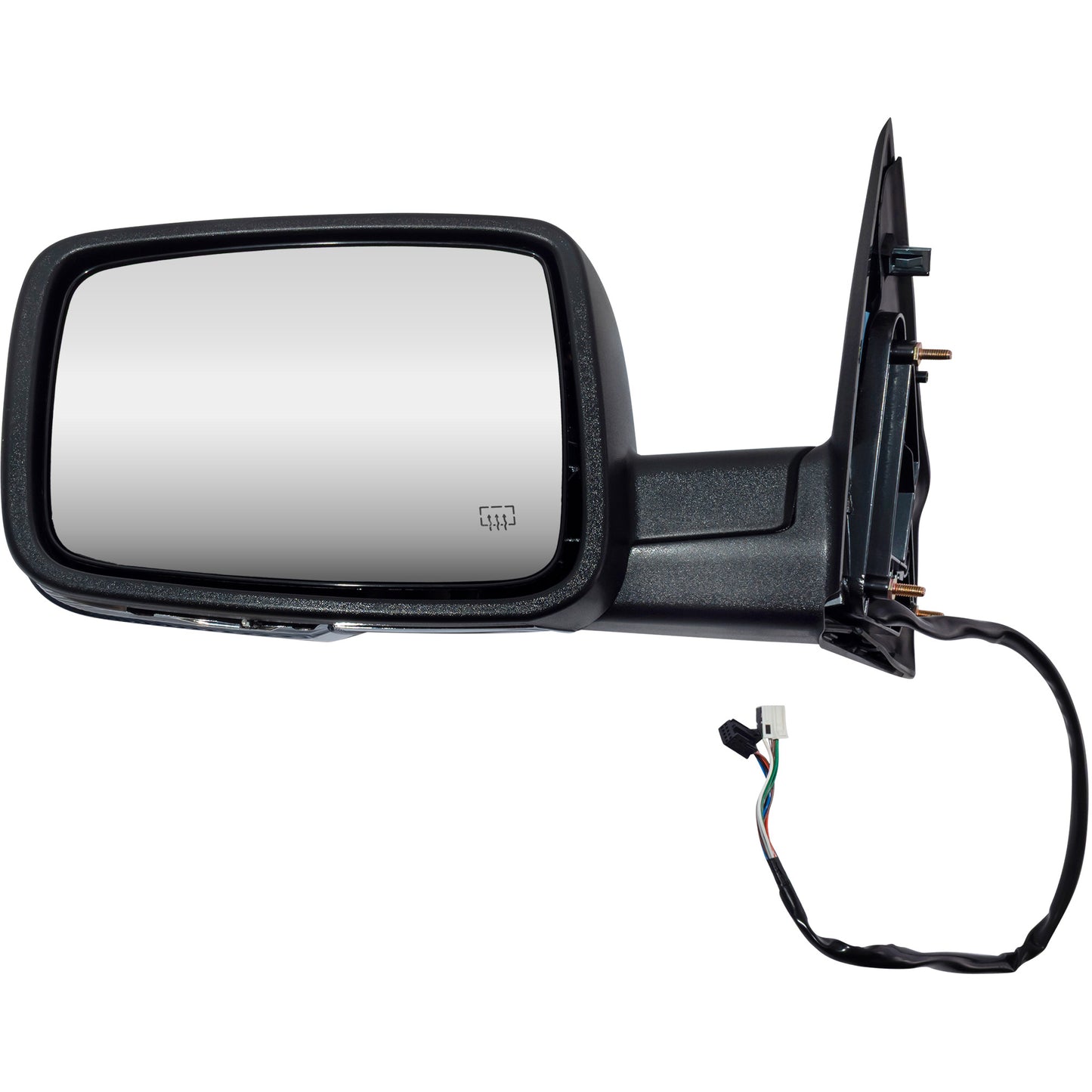 6 X 9 Power Door Mirror Chrome Cover With Heat-LED Turn Signal Light-Puddle Light-Manual Folding Without Auto Dimming Driver Left for 2009 Dodge RAM 1500 Without Towing Packaging