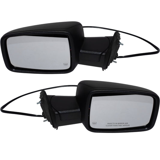 6 X 9 Power Door Mirror Textured Black Cover With Heat-Temperature Sensor-Manual Folding Without Auto Dimming Driver Left Passenger Right for 2019-2022 RAM 2500 Without Towing Package 2019-2022 RAM 3500 Without Towing Package