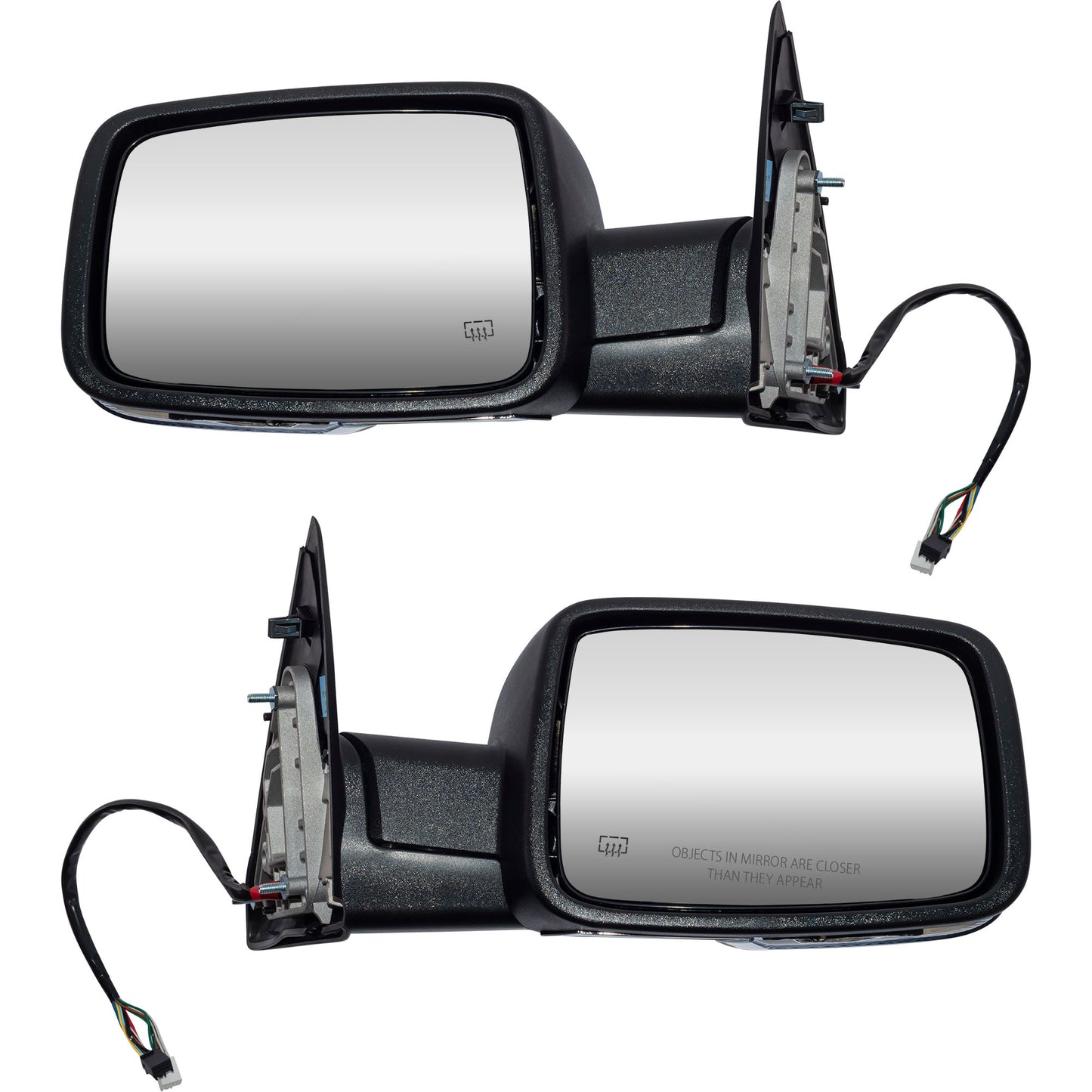 6 X 9 Power Door Mirror Chrome Cover With Heat-LED Turn Signal Light-Puddle Light-Power Folding-Temperature Sensor-Without Auto Dimming Driver Left Passenger Right for 2013 RAM 1500 Without Towing Package 2013 RAM 2500 Without Towing Package