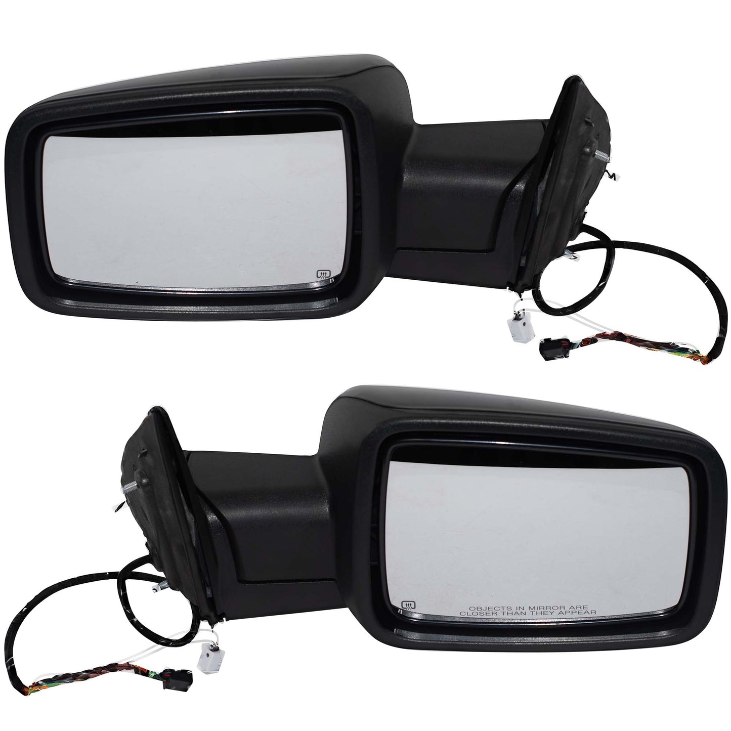 6 X 9 Power Door Mirror Paint to Match Black Cover With Heat-LED Turn Signal Light-Puddle Light-Manual Folding Without Auto Dimming Driver Left Passenger Right for 2009-2010 Dodge RAM 1500 Without Towing Package 2011-2012 RAM 1500 Without Towing Package
