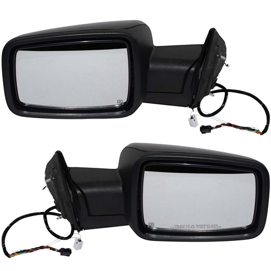 6 X 9 Power Door Mirror Paint to Match Black Cover With Heat-LED Turn Signal Light-Puddle Light-Manual Folding Without Auto Dimming Driver Left Passenger Right for 2009-2010 Dodge RAM 1500 Without Towing Package 2011-2012 RAM 1500 Without Towing Package