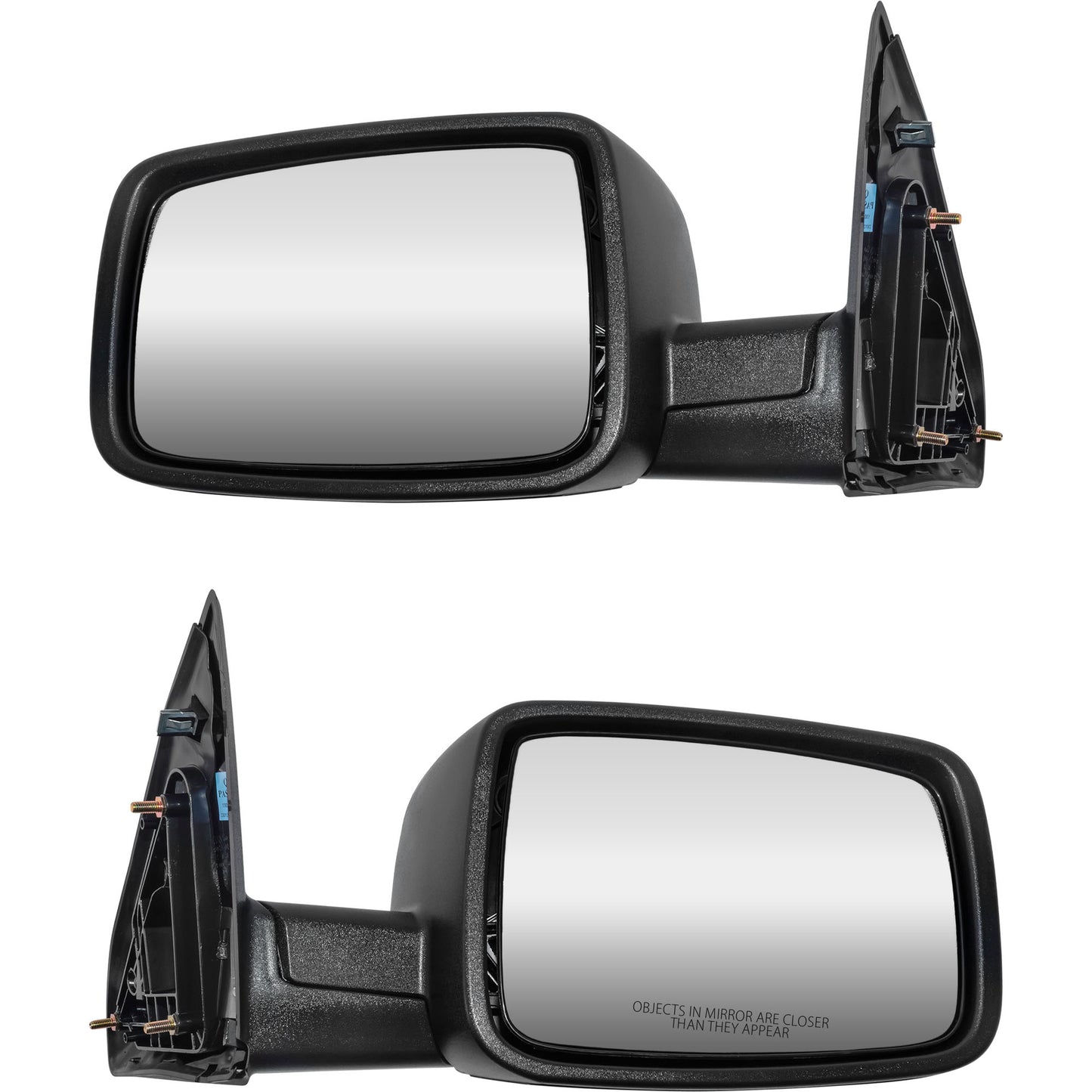 6 X 9 Manual Door Mirror Textured Black Driver Left Passenger Right for 2009-2010 Dodge RAM 1500 Without Towing Package 2011-2012 RAM 1500 Without Towing Package 2010 Dodge RAM 2500 Without Towing Package 2011-2012 RAM 2500 Without Towing Package