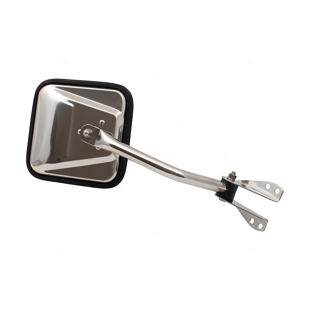 Brock Replacement Driver Side Stainless Steel Manual Mirror Windshield Hinge Mounted Compatible with 1987-1994 Wrangler/ 1955-1986 CJ Series/ 1955-1982 DJ Series