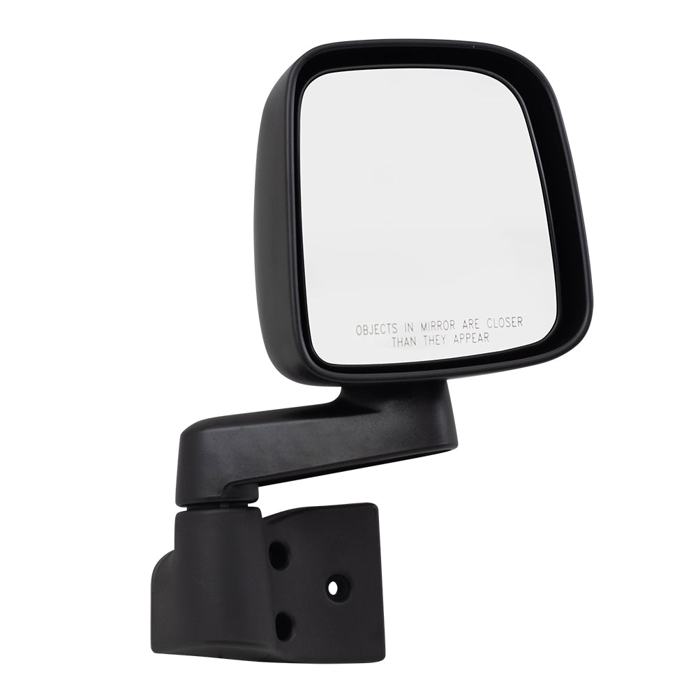 Replacement Passenger Manual Side View Mirror Textured Black Compatible with 2003-2006 Wrangler 55395060AD