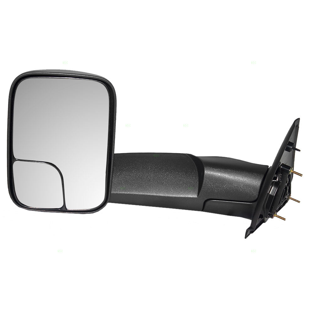 Brock Replacement Driver Manual Tow Side Mirror 7x10 Flip-Up Textured Black Compatible with 2002-2008 1500 2003-2009 2500 2003-2010 3500 Pickup Truck 55077493AN