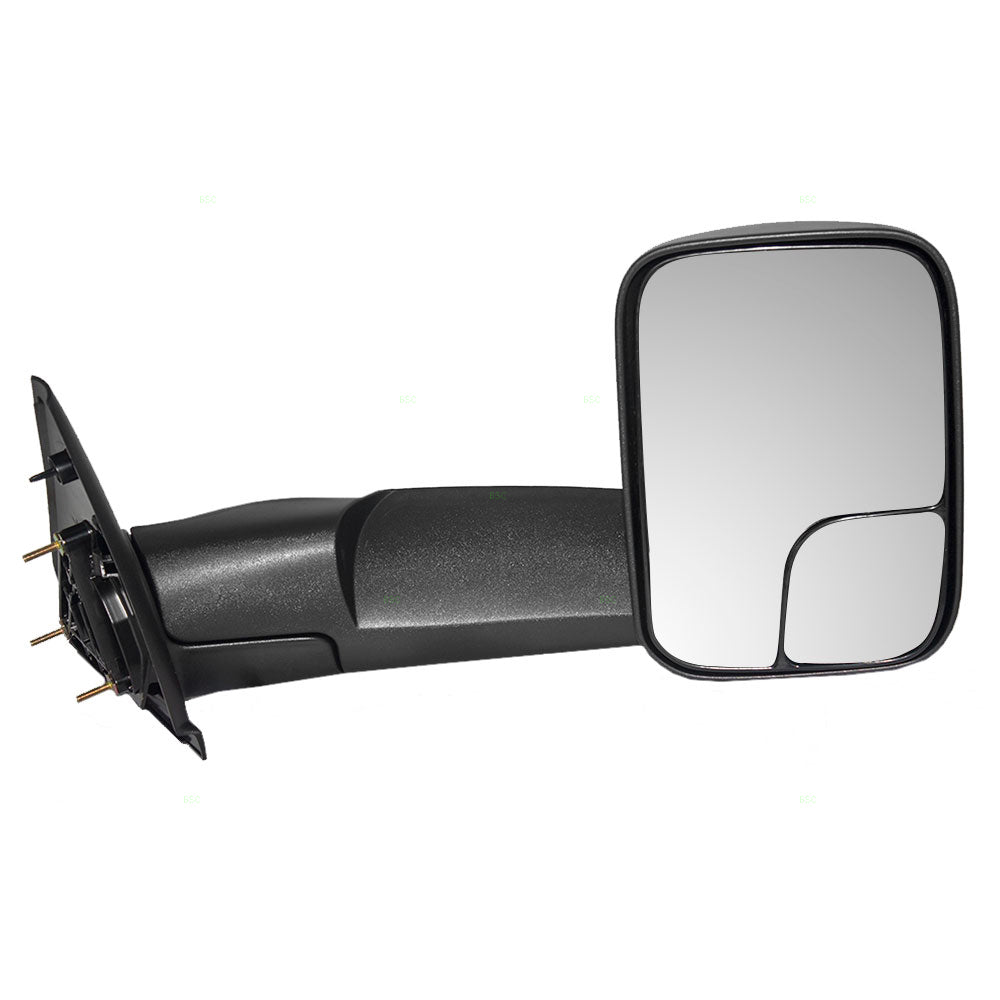 Brock Replacement Passenger Manual Side Tow Mirror 7x10 Flip-Up Textured Black Compatible with 2002-2008 1500 2003-2009 2500 2003-2010 3500 Pickup Truck 55077492AN