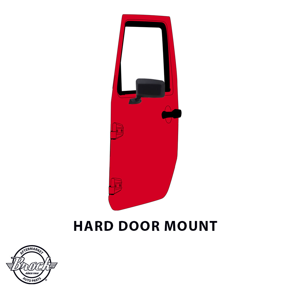 Replacement Passenger Manual Side View Mirror Door Mounted Textured Black Compatible with Cherokee Comanche Wrangler 55027208