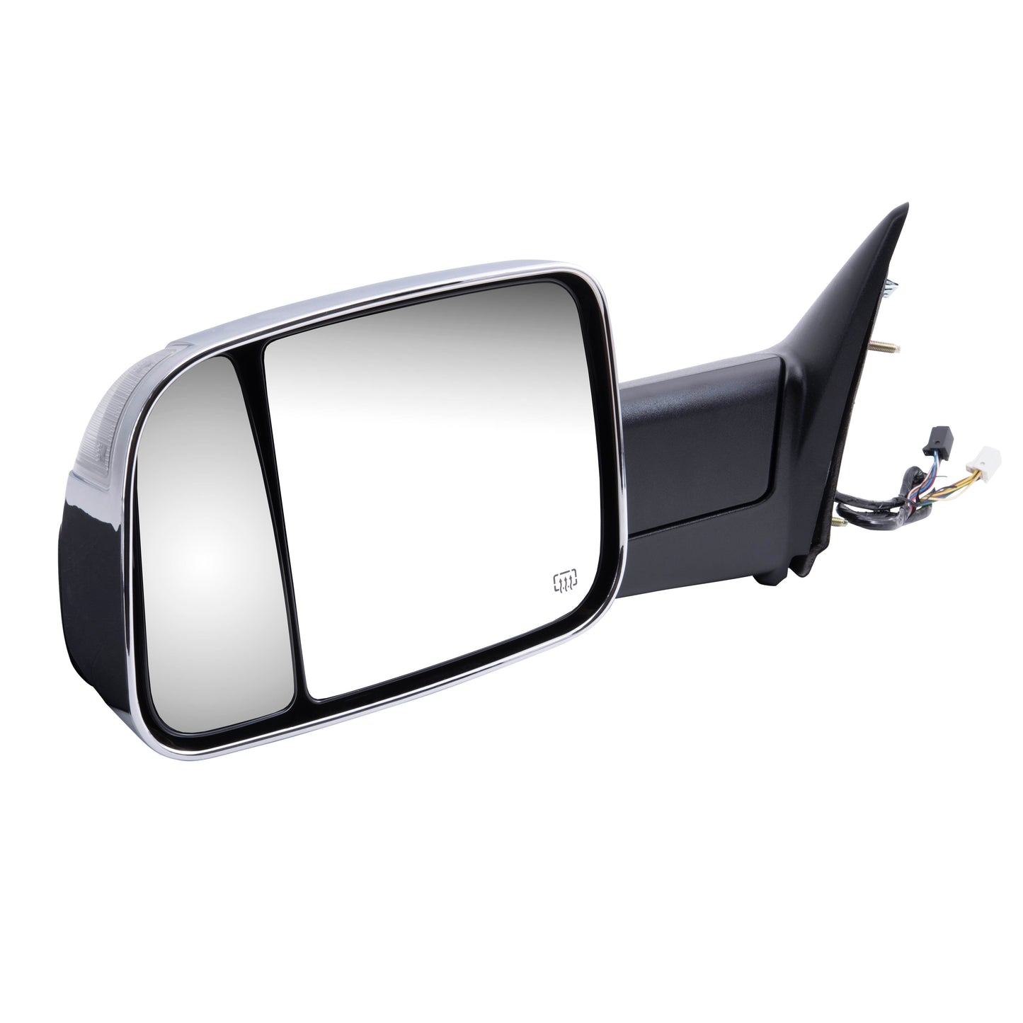 Brock Replacement Driver Power Tow Side View Mirror Heated Signal Puddle Lamp Memory w/ Chrome Cover Compatible with 2009-2010 1500 2010 2500 3500 2011-2012 Pickup Truck 68033735AF
