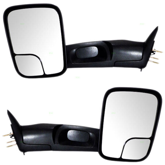 Brock Aftermarket Replacement Driver Left Passenger Right Manual Trailer Tow Mirrors Textured Black and Mounting Brackets 4 Piece Set Compatible with 1994-2001 Dodge 1500