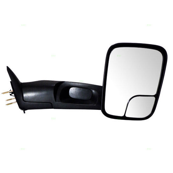 Brock Replacement Passenger Side Manual Trailer Tow Mirror Textured Black and Mounting Bracket Compatible with 1994-2001 1500 & 1994-2002 2500/3500 55156128AC 55156334AD