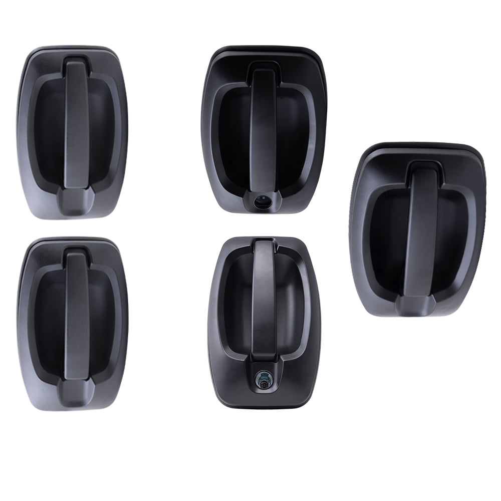 Brock Replacement Driver Left Passenger Right Outside Door Handle 5 Piece Set Textured Black For 2014-2021 RAM Promaster