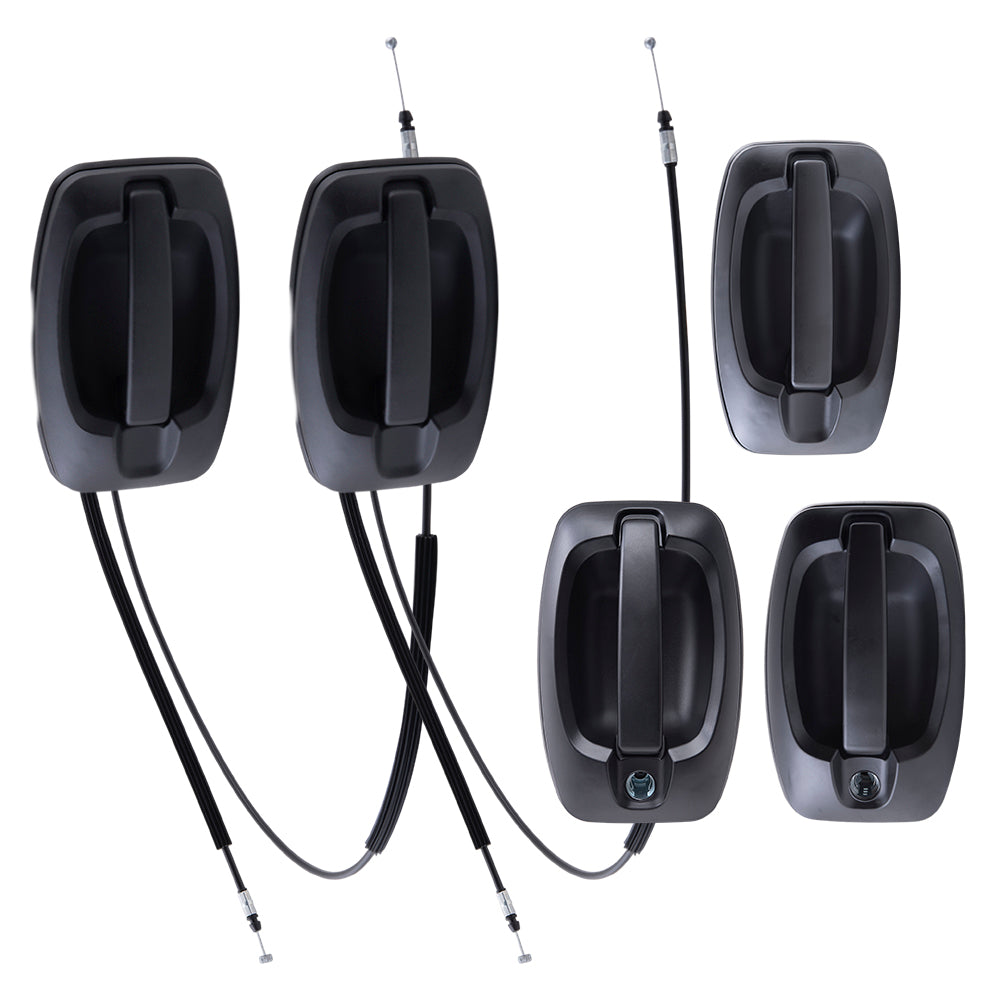 Brock Replacement Driver Left Passenger Right Outside Door Handle 5 Piece Set Textured Black For 2014-2021 RAM Promaster