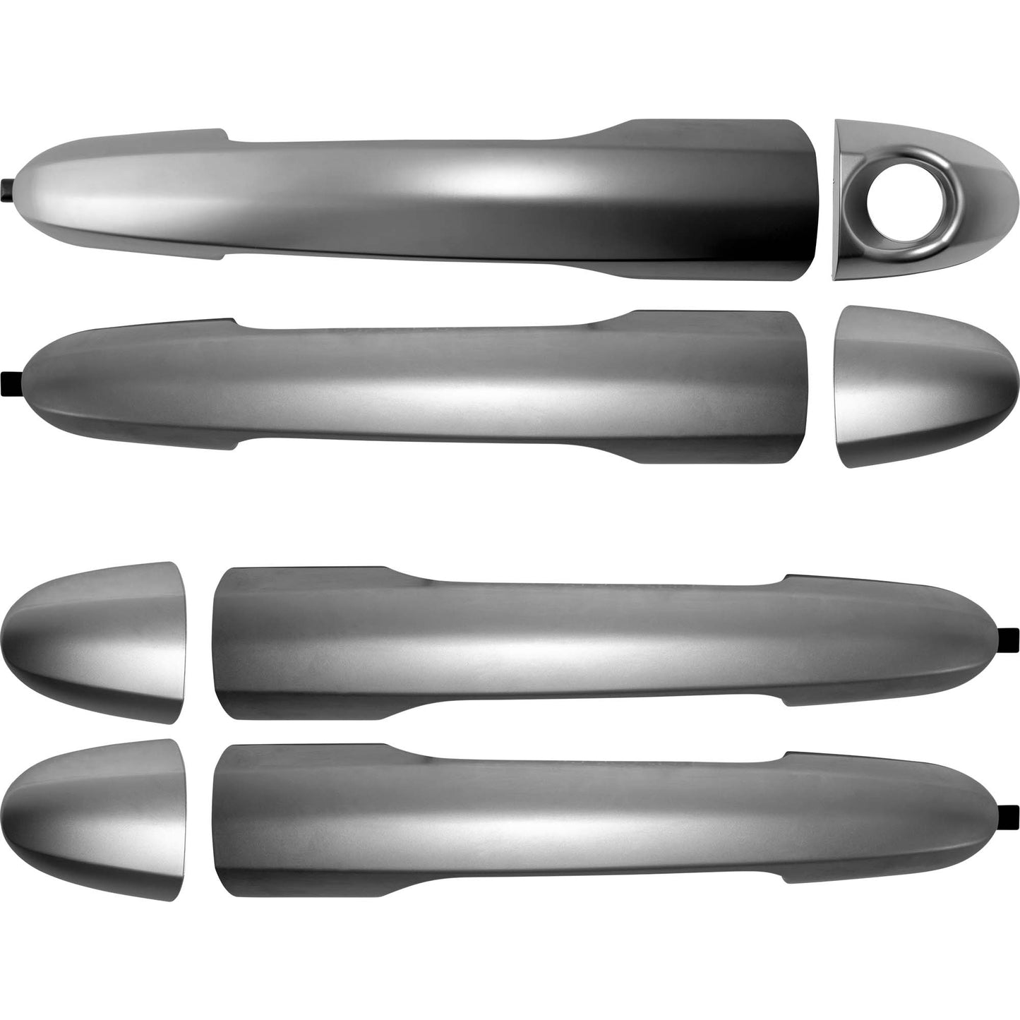 4 Piece Replacement Silver Outside Door Handle Set Driver Left Passenger Right Front & Rear For 2014-2020 FIAT 500L