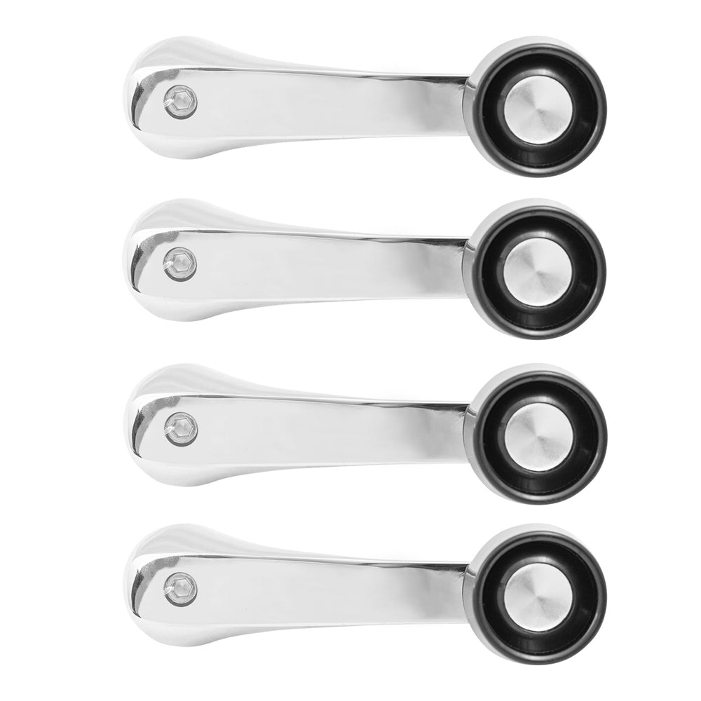 Brock Replacement 4 Piece Set Manual Window Crank Handle Chrome w/ Black Knob Compatible with Pickup Truck SUV Van 3882764 CH1354102