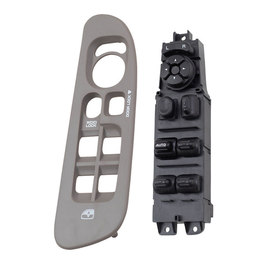 Brock Replacement Driver Front Power Window Master Switch Tan Bezel Compatible with 02-05 Pickup