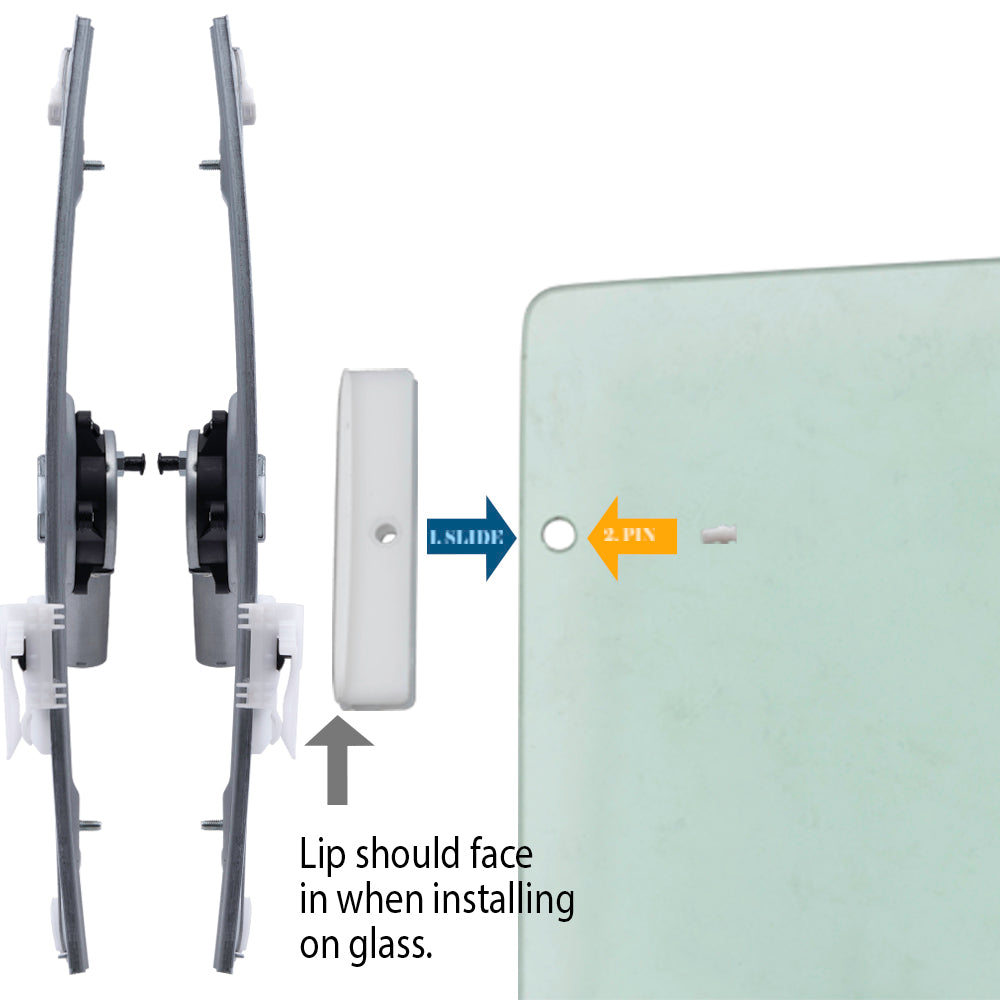 Brock Replacement Front Driver Passenger Side Power Window Regulator with Motor and OE Type Glass Guide Set Plus Glass Run Channel Guide Clips. Compatible With 2012-2019 500/500c 2013-2019 500e