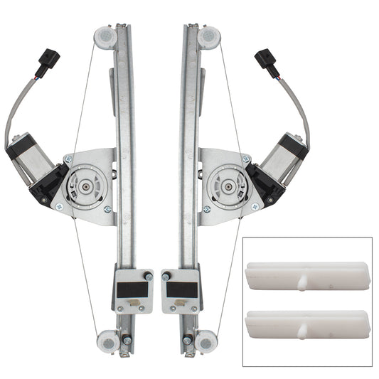 Brock Replacement 4 Piece Set Front Power Window Regulators & Motors Compatible with 2012-2018 500 500C w/Door Glass Run Channel Guide Clips 68070267AE 68070266AE