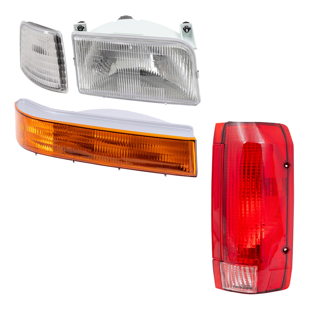 Headlights Tail Lights and Signal Lights Kit Compatible with 1992-1997 Styleside Pickup Truck