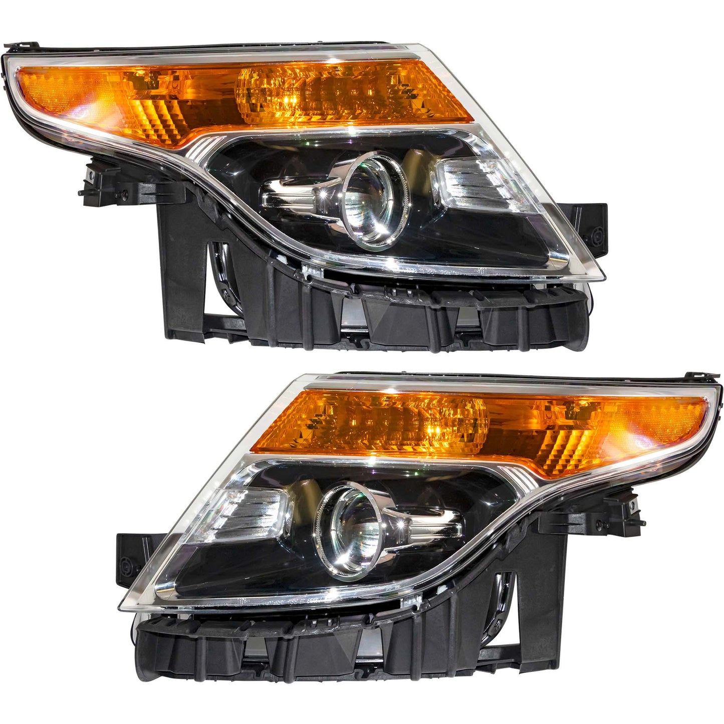 Halogen Combination Headlight Assembly Set Driver Side Left Passenger Side Right For 2011-2015 Ford Explorer Base/XLT/Limited