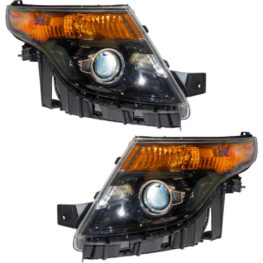 Halogen Combination Headlight Assembly Set Driver Side Left Passenger Side Right For 2013-2015 Ford Explorer Sport