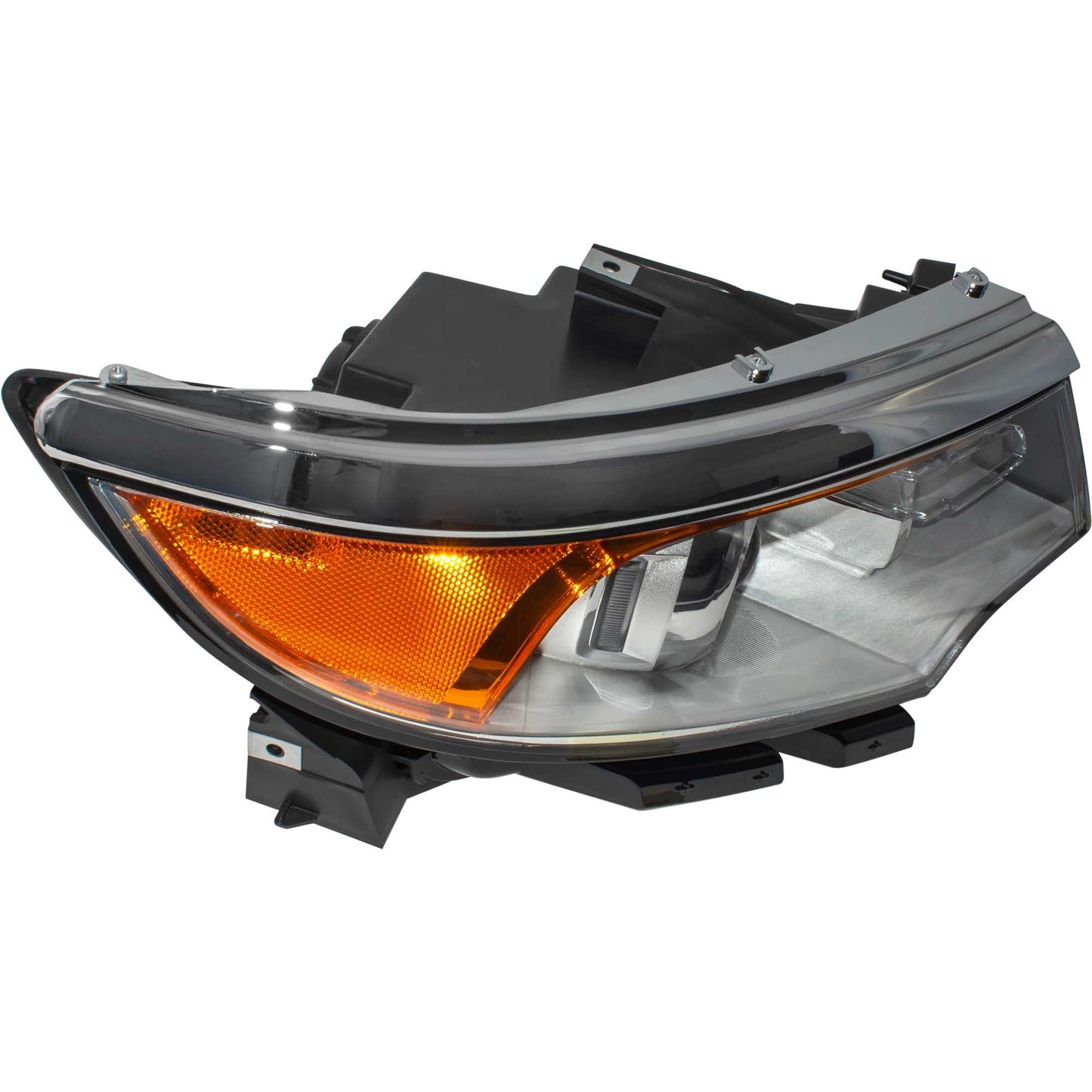 Halogen Combination Headlight Assembly With Chrome Bezel Passenger Side Right For 2011-2014 Ford Edge SE/Limited/SEL