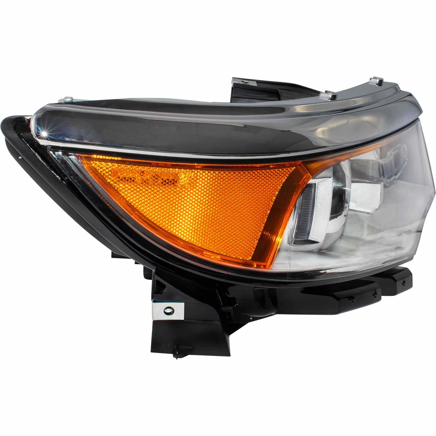 Halogen Combination Headlight Assembly With Chrome Bezel Passenger Side Right For 2011-2014 Ford Edge SE/Limited/SEL