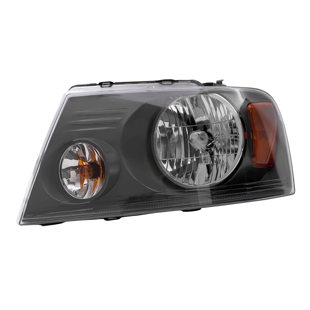 Brock Replacement Driver Headlight with Shadow Gray Bezel Compatible with 2004-2008 F150 Pickup Truck 2006-2008 Mark LT 7L3Z 13008 DA