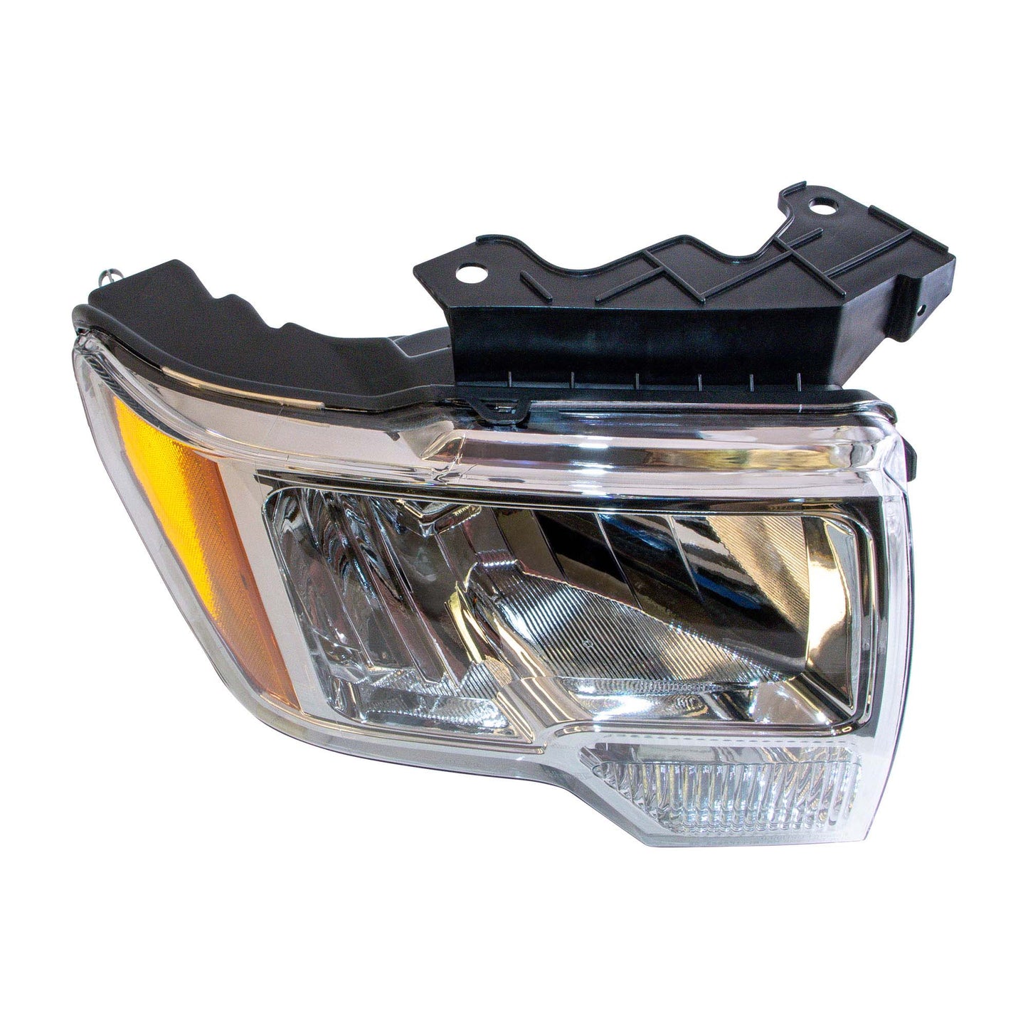 Halogen Combination Headlight Assembly Passenger Right With Chrome Trim For 2009-2014 Ford F-150