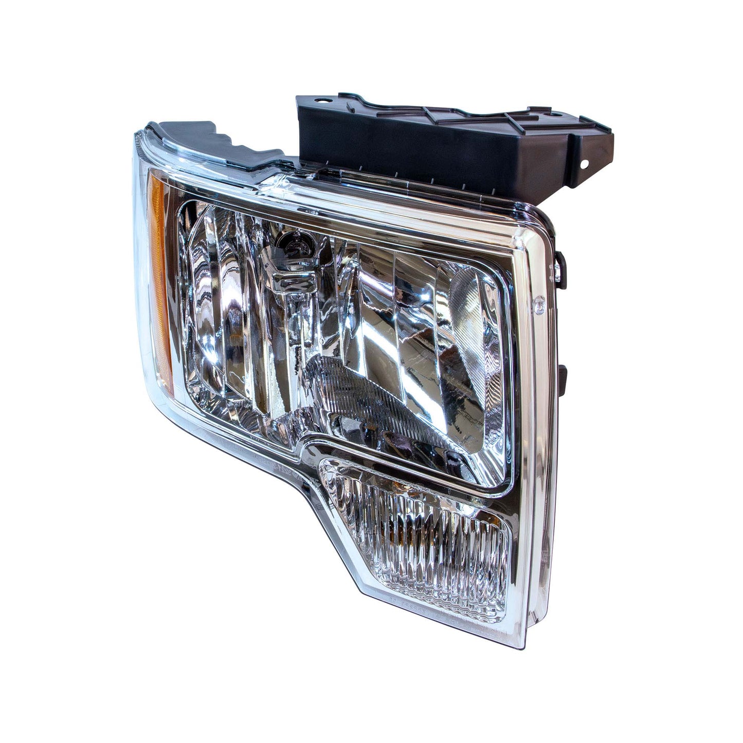 Halogen Combination Headlight Assembly Passenger Right With Chrome Trim For 2009-2014 Ford F-150