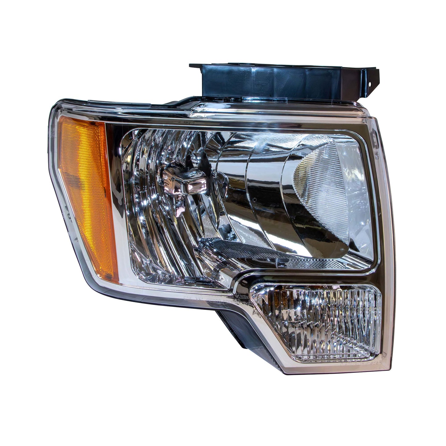 Halogen Combination Headlight Assembly Passenger Right With Chrome Trim For 2009-2014 Ford F-150