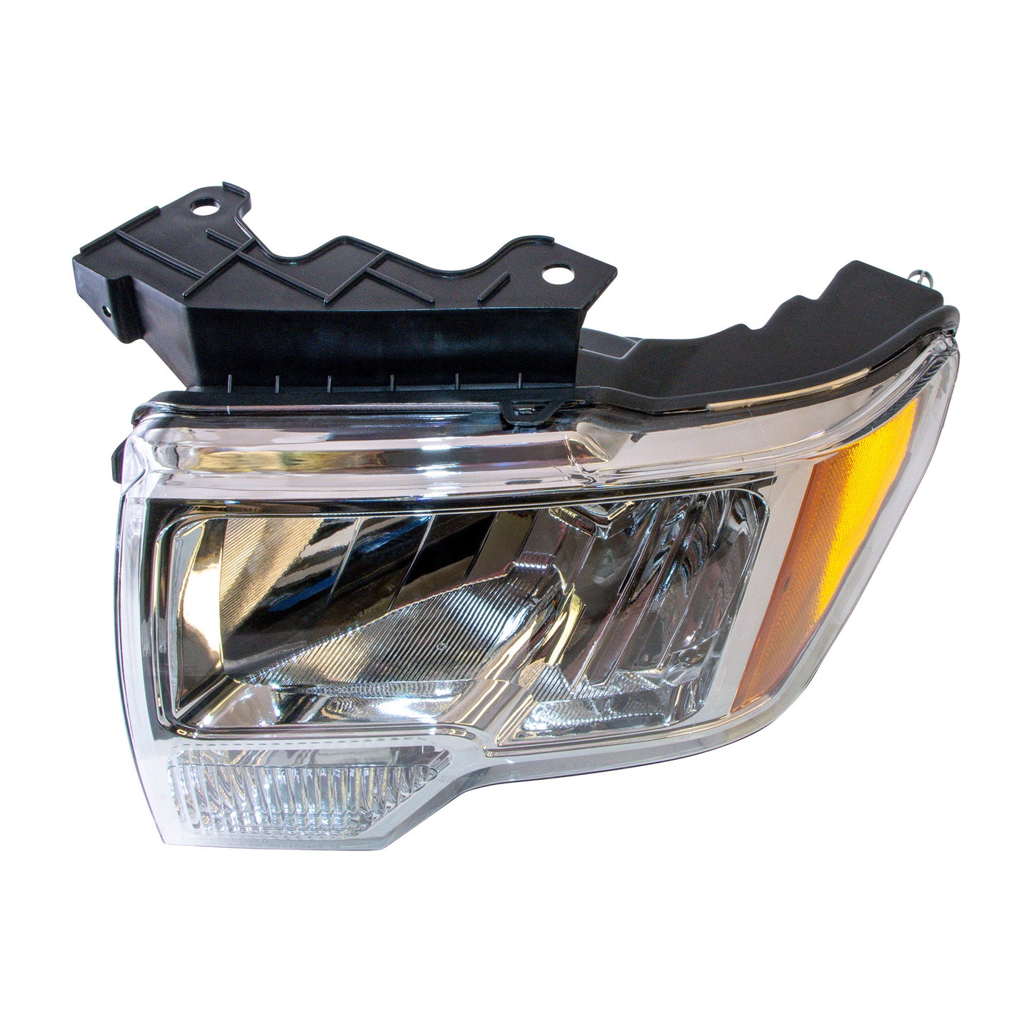 Halogen Combination Headlight Assembly Set Driver Left Passenger Right With Chrome Trim for 2009-2014 Ford F-150