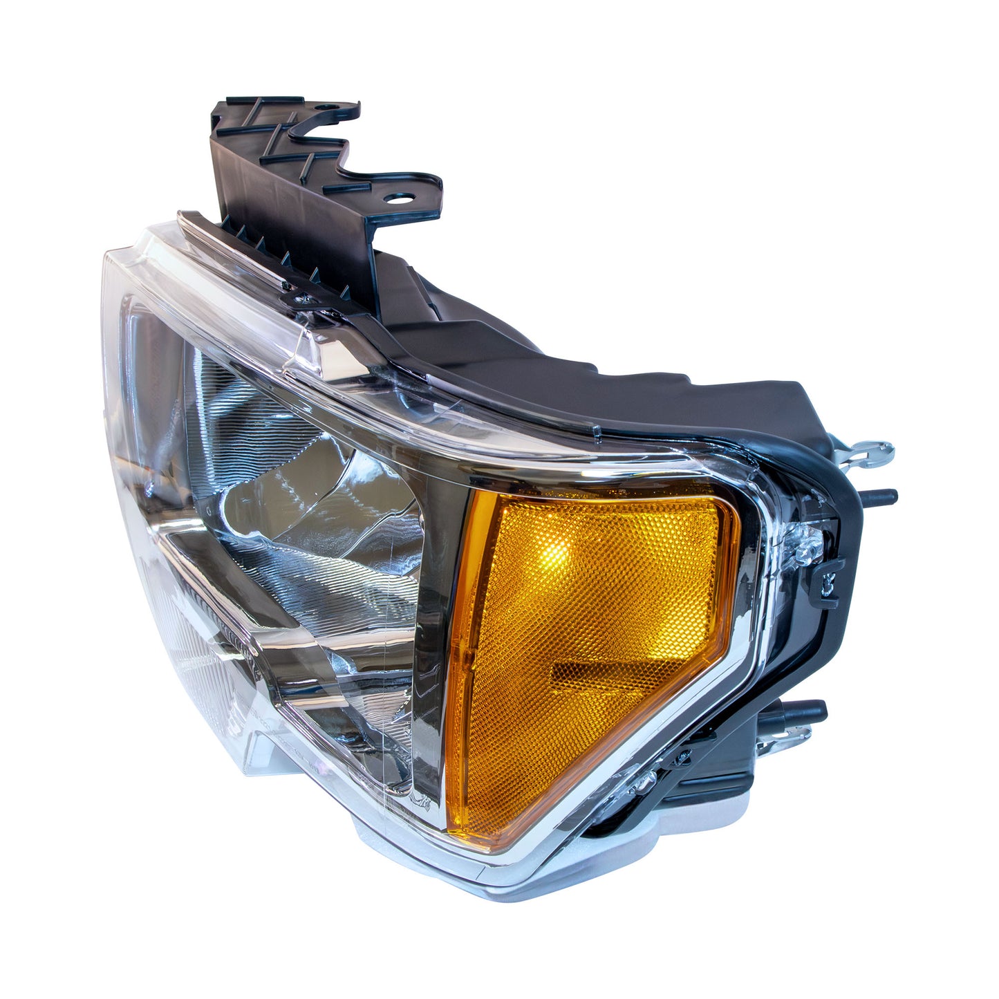 Halogen Combination Headlight Assembly Set Driver Left Passenger Right With Chrome Trim for 2009-2014 Ford F-150