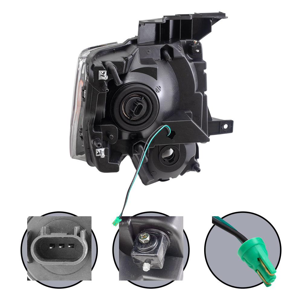 Brock Aftermarket Replacement Driver Left Passenger Right Halogen Combination Headlight Assembly With Black Bezel And Fog Lights 4 Piece Performance Set Compatible With 2011-2014 Ford F-150