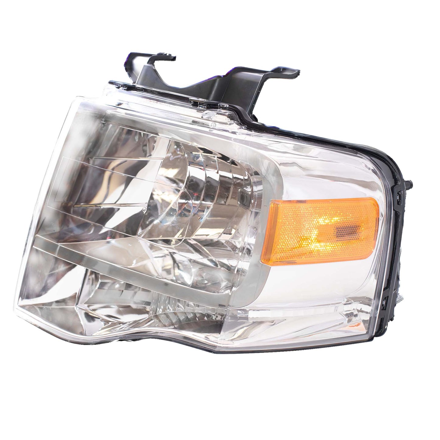Brock Aftermarket Replacement Driver Left Halogen Combination Headlight Assembly With Chrome Bezel Compatible With 2007-2014 Ford Expedition