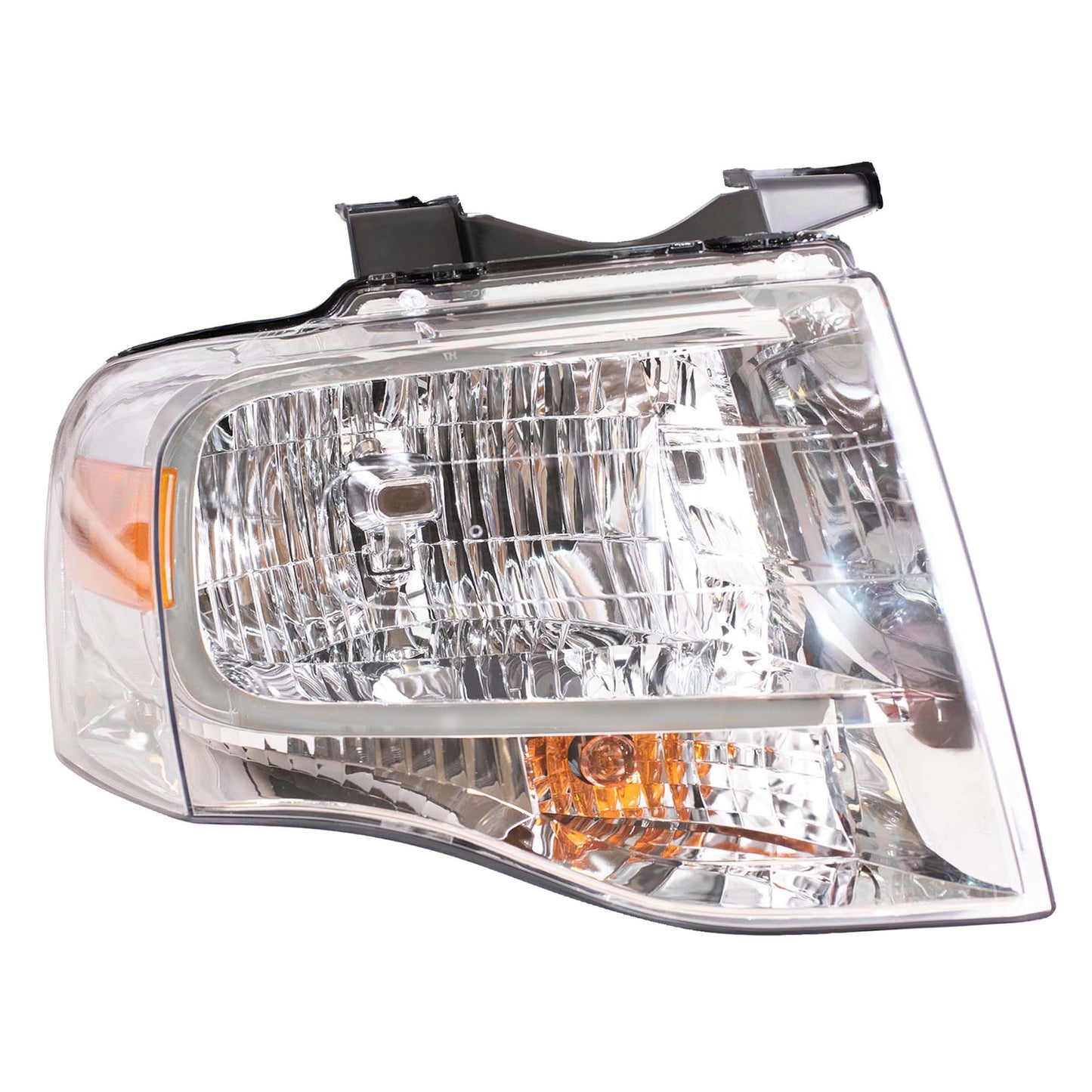 Brock Aftermarket Replacement Passenger Right Halogen Combination Headlight Assembly With Chrome Bezel Compatible With 2007-2014 Ford Expedition