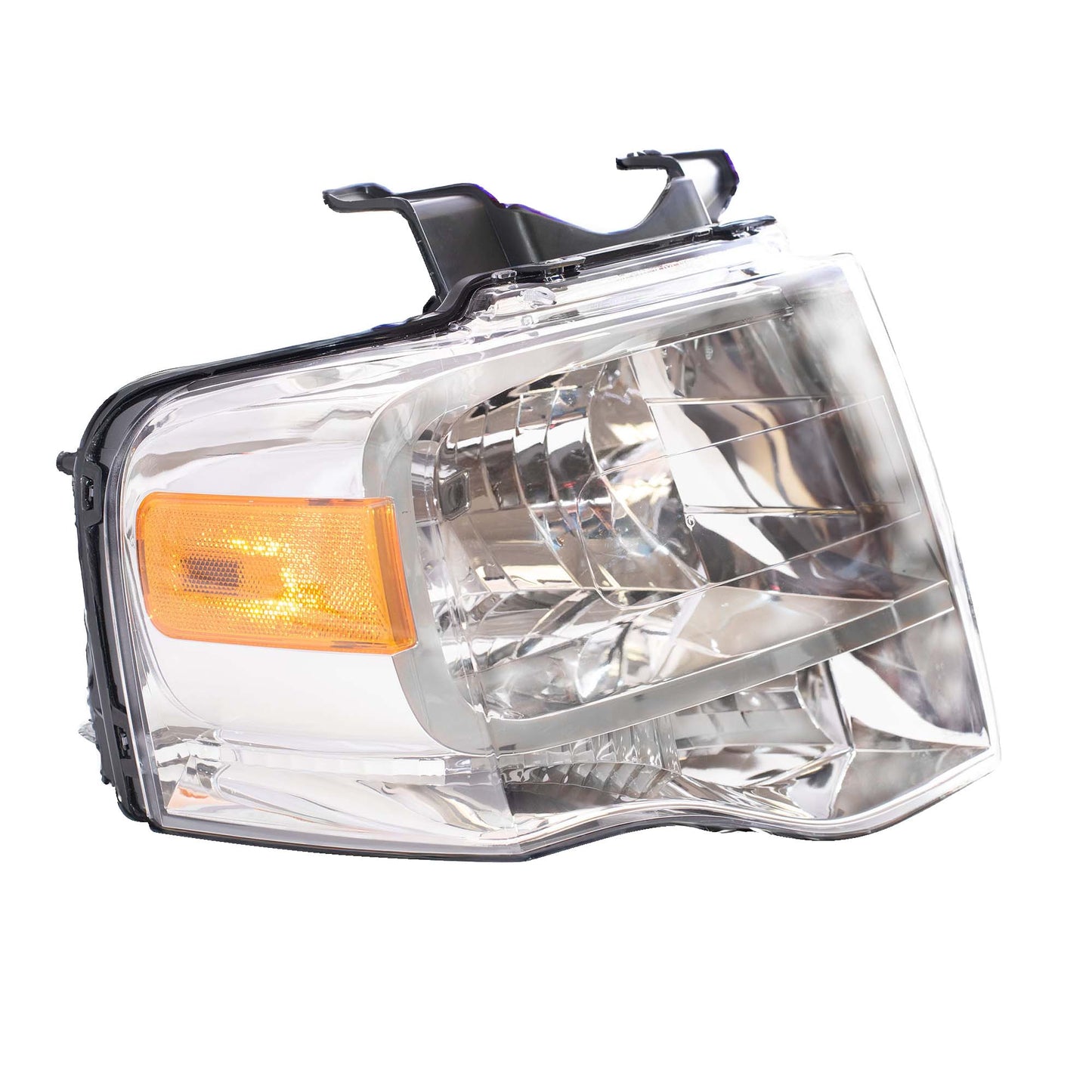 Brock Aftermarket Replacement Passenger Right Halogen Combination Headlight Assembly With Chrome Bezel Compatible With 2007-2014 Ford Expedition