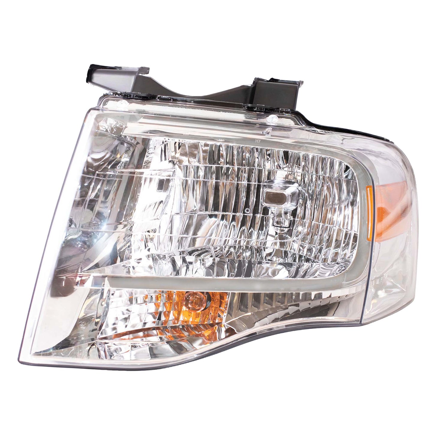Brock Aftermarket Replacement Driver Left Halogen Combination Headlight Assembly With Chrome Bezel Compatible With 2007-2014 Ford Expedition