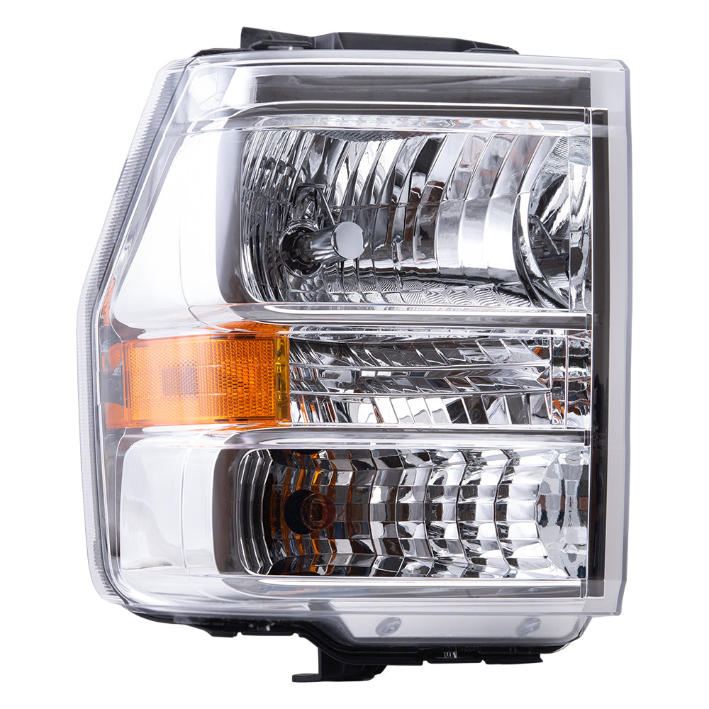 Brock Aftermarket Replacement Passenger Right Halogen Combination Headlight Assembly With Chrome Bezel Compatible With 2007-2014 Ford Expedition