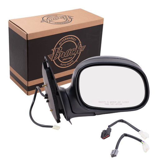 Brock Aftermarket Replacement Passenger Right Power Mirror Paint To Match Black Without Heat-Signal With Adapter Compatible With 1997-2003 Ford F-150 Standard Cab/Extended Cab Excluding SuperCrew