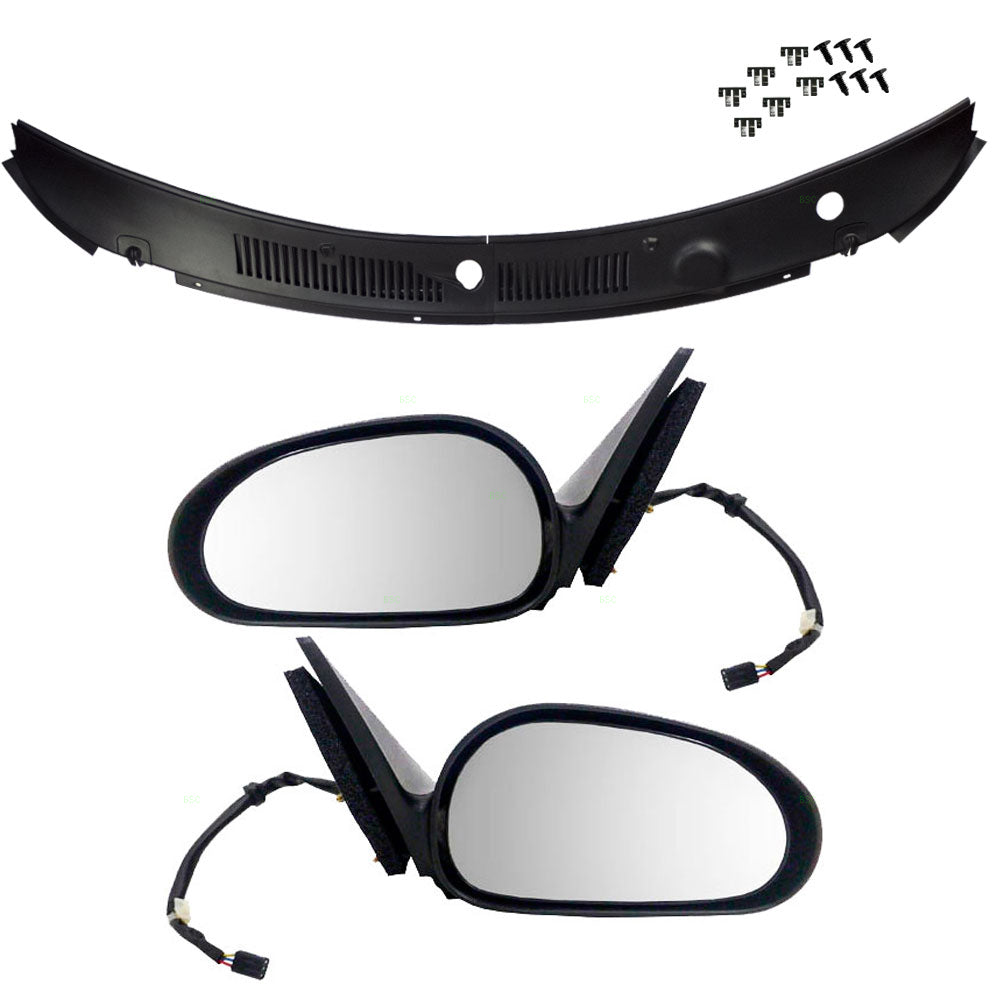 Power Side Mirrors with Cowl Grille Panel Compatible with 99-04 Mustang