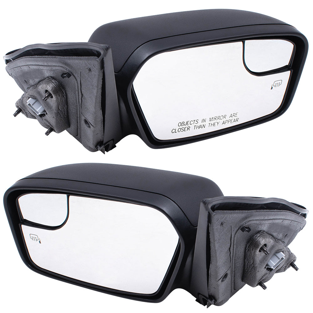 Brock Replacement Driver and Passenger Side Power Mirrors Textured Black with Heat without Puddle Light or Blind Spot Information System Compatible with 2011-2012 Fusion