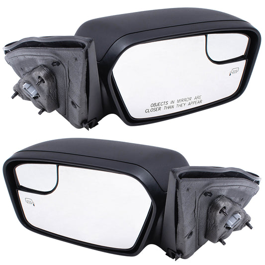 Brock Replacement Driver and Passenger Side Power Mirrors Textured Black with Heat without Puddle Light or Blind Spot Information System Compatible with 2011-2012 Fusion