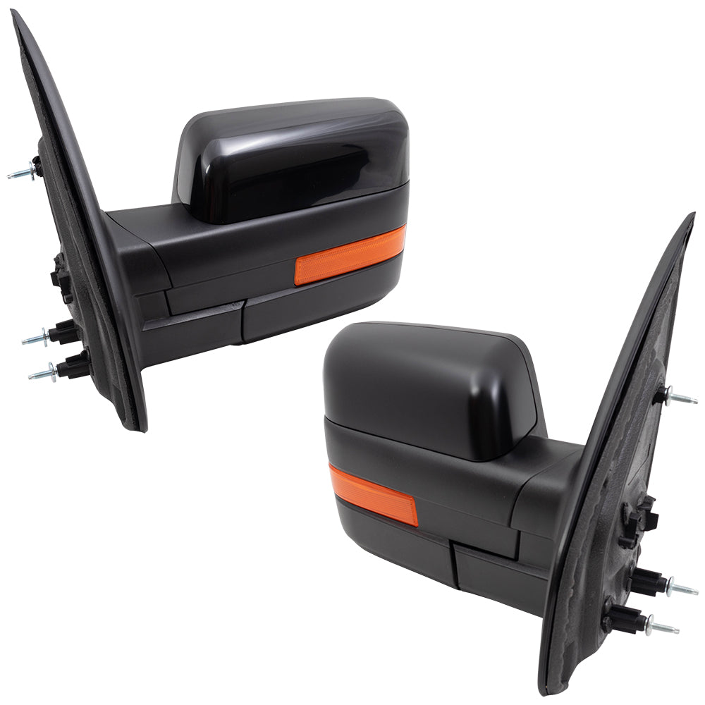 Brock Replacement Driver and Passenger Side Pedestal Type Power Mirrors Paint to Match Black with Heat, Signal, Memory, Reflector, Spotter Glass and Manual Folding Compatible with 2009-2014 F-150
