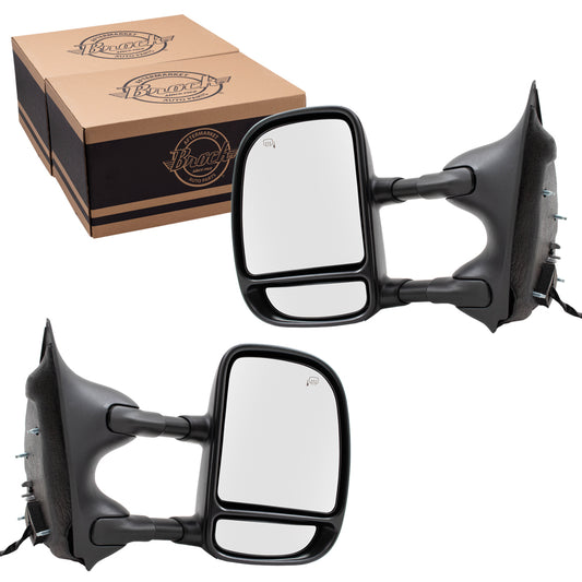 Brock Replacement Driver and Passenger Power Towing Side View Mirrors Compatible with 2001-2007 F250 F350 450 Super Duty Pickup Truck