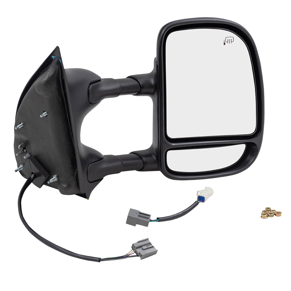 Brock Replacement Driver and Passenger Telescopic Tow Power Side View Mirrors Heated Compatible with 1999-2007 F250 F350 F450 Super Duty Pickup Truck 3C7Z17683EAA 3C7Z17682EAA
